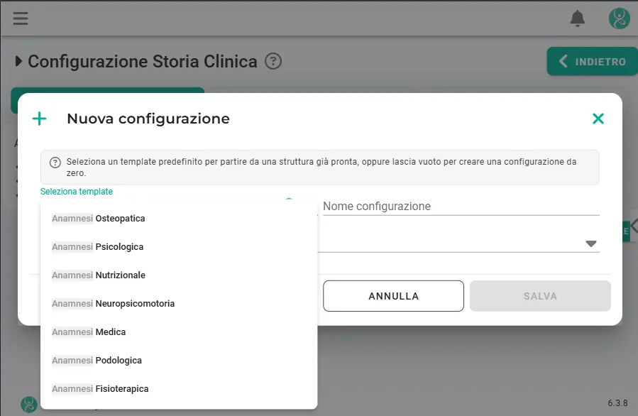 Anamnesi, test clinici e schede trattamento personalizzabili