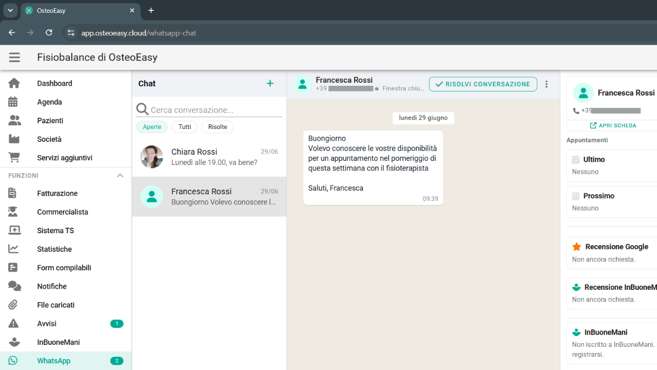 WhatsApp automatico osteoeasy 2