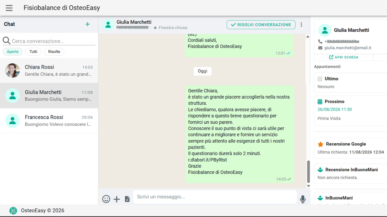 WhatsApp Automatico follow up paziente 1